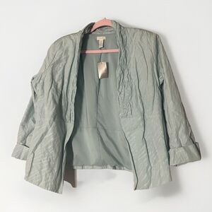 NWT Chicos Size 2 (Large) Open Smocked Shoshanna Beachglass Blazer Travel Chic